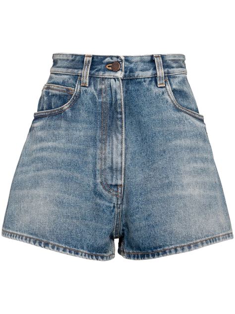 prada denim shorts.